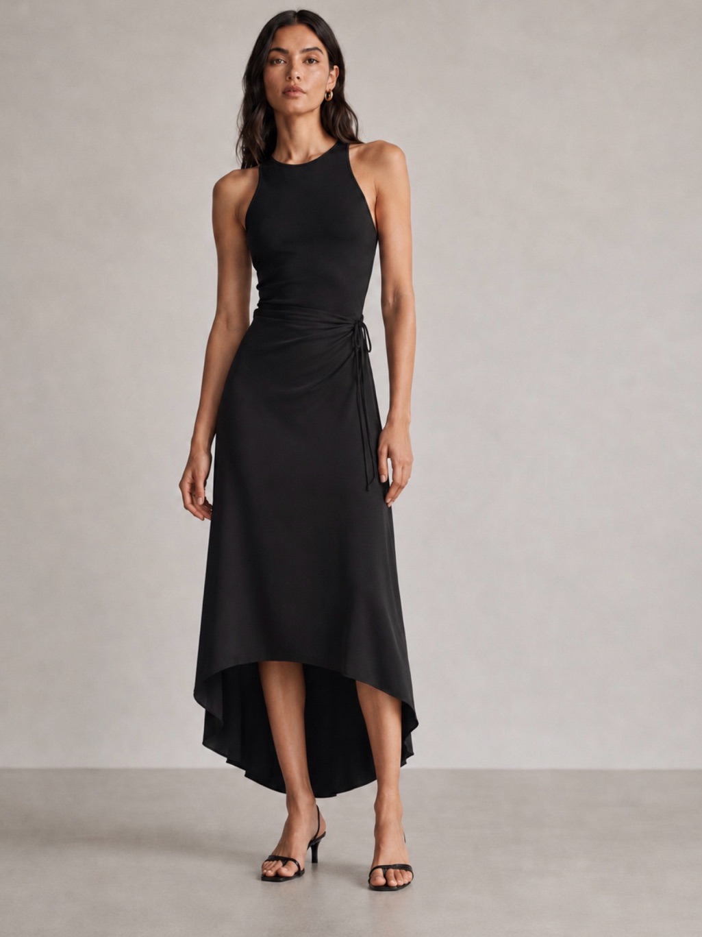 Dolce & Gabbana Black Asymmetric High Low Wrap Skirt Nwt Vintage Italy